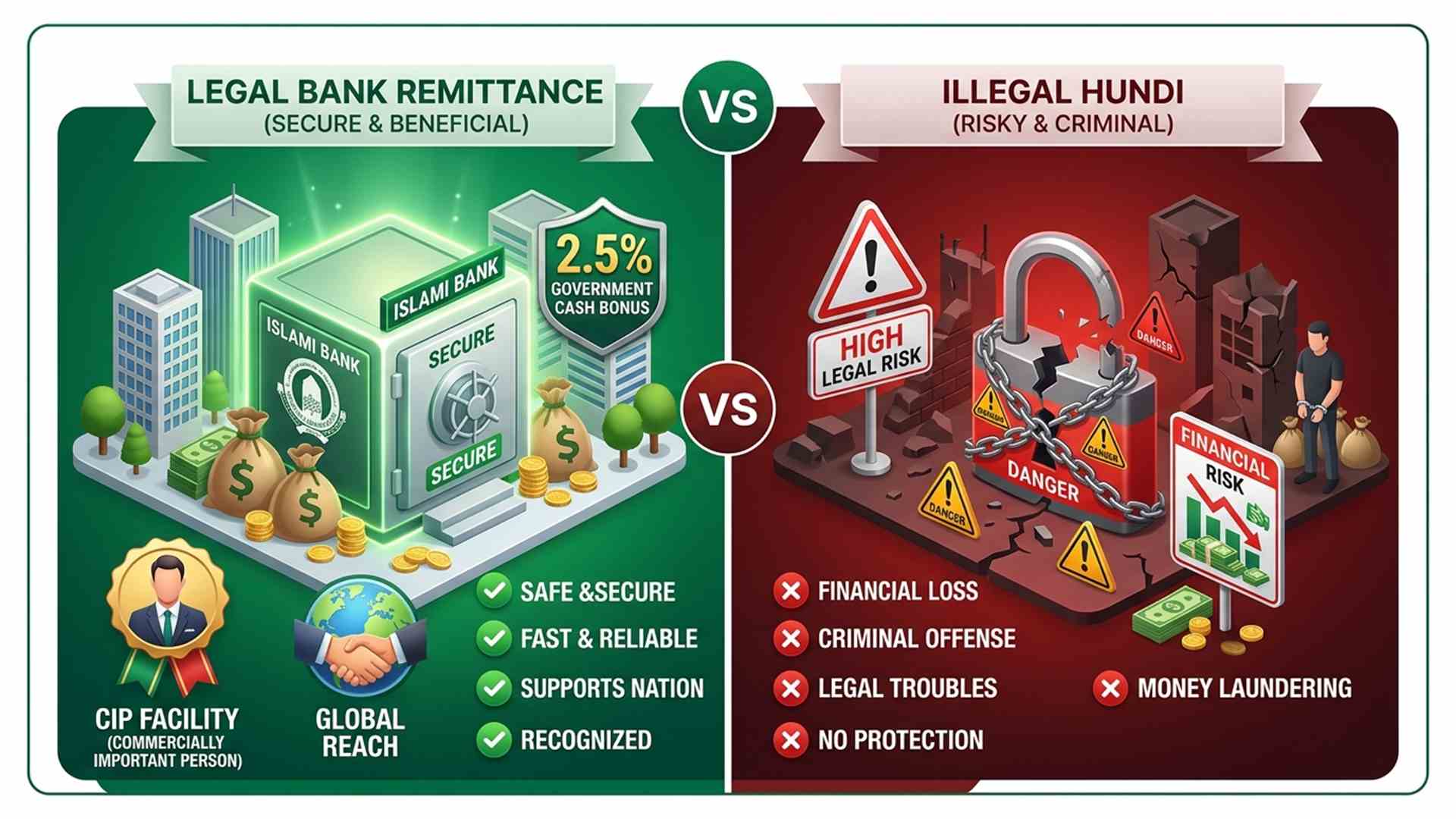 Legal Bank Remittance vs Illegal Hundi - ইসলামী ব্যাংক বনাম হুন্ডি তুলনামূলক বিশ্লেষণ