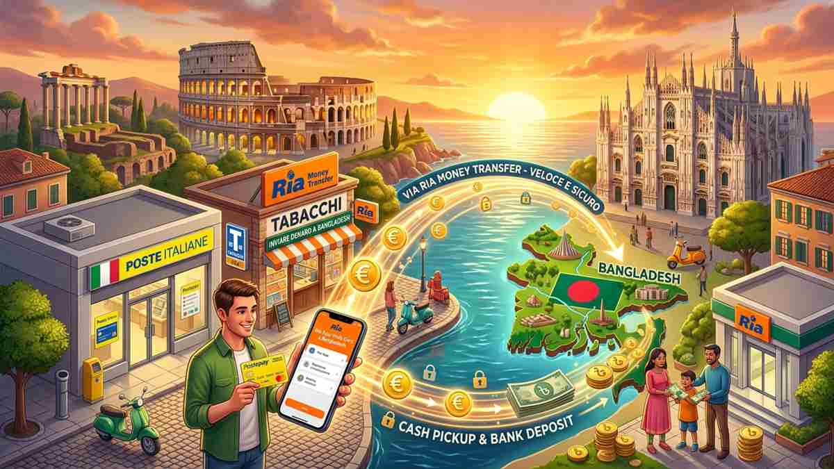 Italy to Bangladesh Remittance via Ria 2026 Italy to Bangladesh Ria Transfer Guide - ইতালি থেকে রিয়া মানি ট্রান্সফারে টাকা পাঠানোর নিয়ম