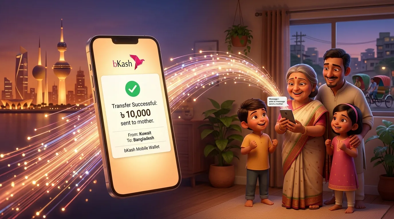 কুয়েত থেকে বিকাশে টাকা পাঠানোর রেট ও নিয়ম ২০২৬
