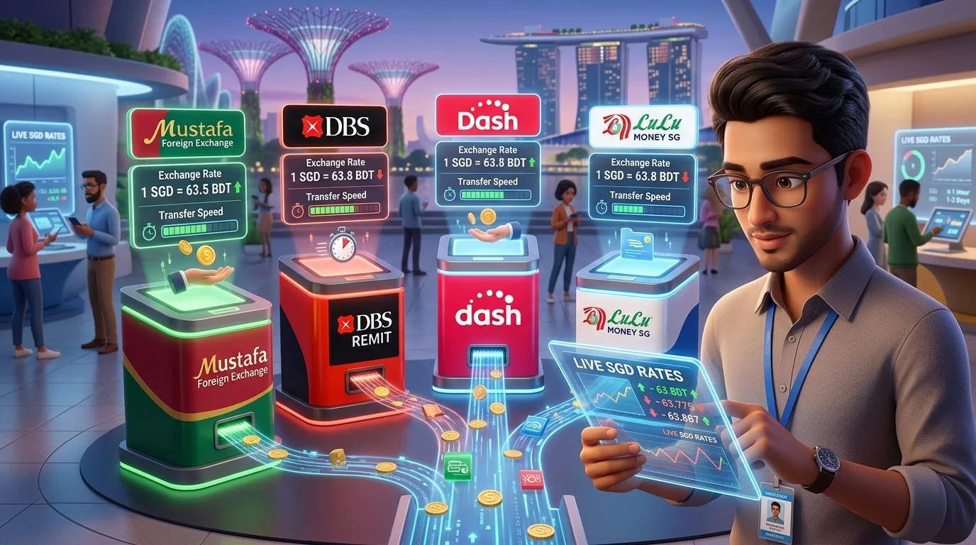 সিঙ্গাপুর শীর্ষ রেমিট্যান্স এক্সচেঞ্জ রেট ও ফি তুলনা ২০২৬