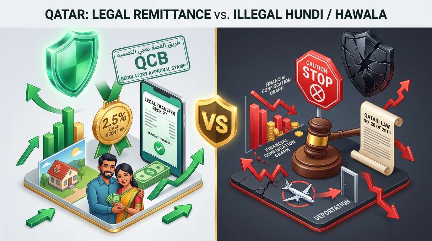 Official Legal Remittance vs Illegal Qatar Hundi and Hawala 3D Chart Official Legal Remittance vs Illegal Qatar Hundi and Hawala - বৈধ রেমিট্যান্স বনাম হুন্ডির নিরাপত্তা বিশ্লেষণ